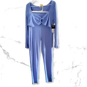 Almost Famous Soft Blue O-Ring Top 2 Piece Knit Lounge Set Size 3X